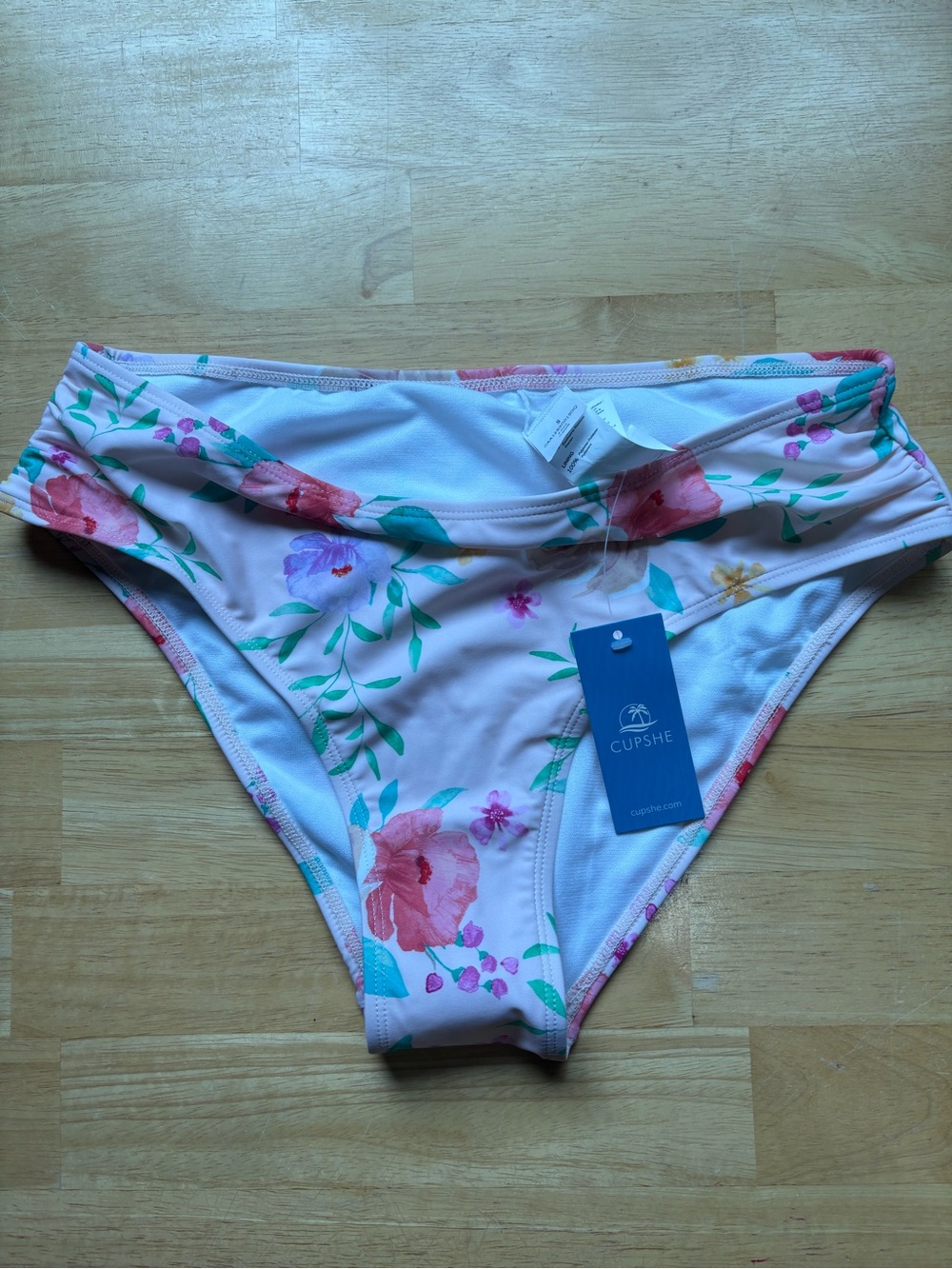 Cupshe Pink Floral High-Cut Bikini Bottom